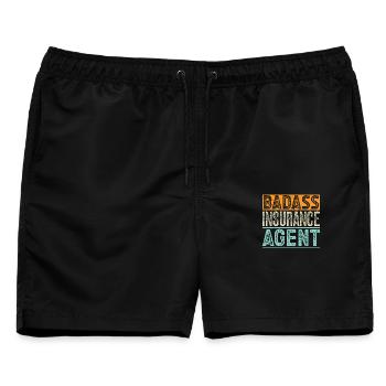 Insurance Agent Badass Funny Insurance Broker - Männer Badeshorts - Schwarz - Vorne - AI Model Male 178 light (178cm)