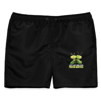 Gottesanbeterinnen Gottesanbeterin - Männer Badeshorts - Schwarz - Vorne - AI Model Male 178 light (178cm)