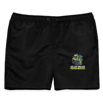 Gottesanbeterinnen Gottesanbeterin - Männer Badeshorts - Schwarz - Vorne - AI Model Male 178 light (178cm)