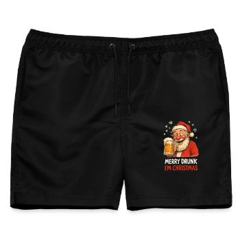 Weihnachtsmann Bier betrunken lustig Biertrinker - Männer Badeshorts - Schwarz - Vorne - AI Model Male 178 light (178cm)