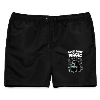 Katzenzauber im Kessel - Männer Badeshorts - Schwarz - Vorne - AI Model Male 178 light (178cm)