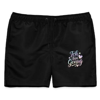  Ich Bin Genug Pastell Selflove Selbstliebe - Männer Badeshorts - Schwarz - Vorne - AI Model Male 178 light (178cm)