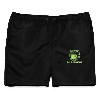 Purrformance Mode: Cat in Helmet - Männer Badeshorts - Schwarz - Vorne - AI Model Male 178 light (178cm)