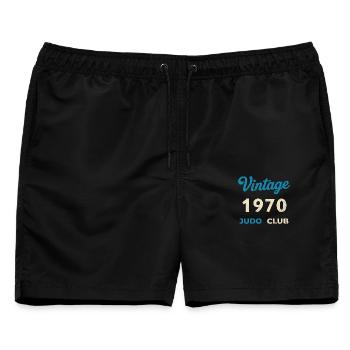 Vintage 1970 Judo Club Retro Geburtsjahr Geschenk - Männer Badeshorts - Schwarz - Vorne - AI Model Male 178 light (178cm)
