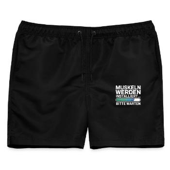  Muskeln Werden Installiert Bitte Warten Lustiger - Männer Badeshorts - Schwarz - Vorne - AI Model Male 178 light (178cm)