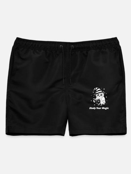 Magische Eule Lernt Magie - Männer Badeshorts - Schwarz