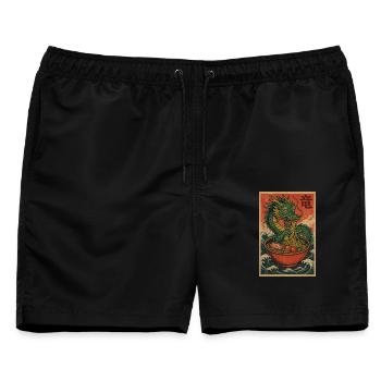 Drachennudel im Wellenholz - Männer Badeshorts - Schwarz - Vorne - AI Model Male 178 light (178cm)