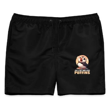 Puffin Papageientaucher - Männer Badeshorts - Schwarz - Vorne - AI Model Male 178 light (178cm)