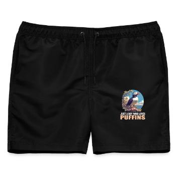 Puffin Papageientaucher - Männer Badeshorts - Schwarz - Vorne - AI Model Male 178 light (178cm)