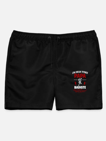 Papa Badminton – Vatertags-Sportgeschenk - Männer Badeshorts - Schwarz