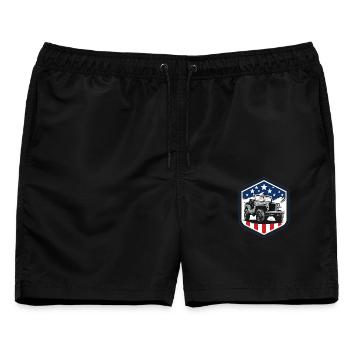 Willys Overland Jeep - 4x4 Bestseller Off Road - Männer Badeshorts - Schwarz - Vorne - AI Model Male 178 light (178cm)