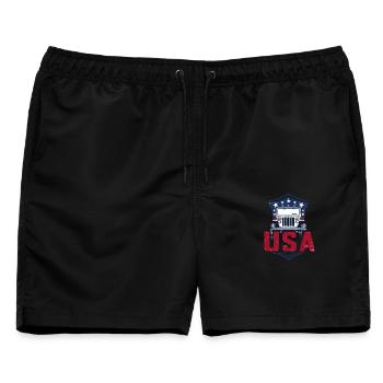 Willys Overland USA Offroad 4x4 - Männer Badeshorts - Schwarz - Vorne - AI Model Male 178 light (178cm)