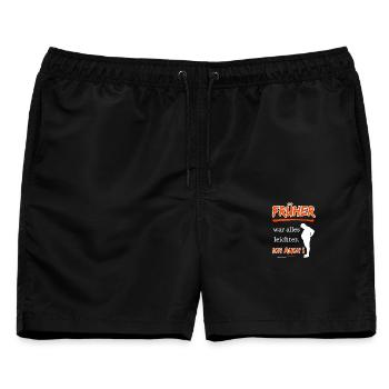 Früher war alles leichter, ich auch! - Männer Badeshorts - Schwarz - Vorne - AI Model Male 178 light (178cm)