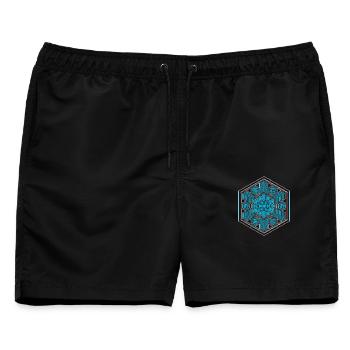 Heilige Geometrie Hexagon Mandala Yoga Meditation  - Männer Badeshorts - Schwarz - Vorne - AI Model Male 178 light (178cm)
