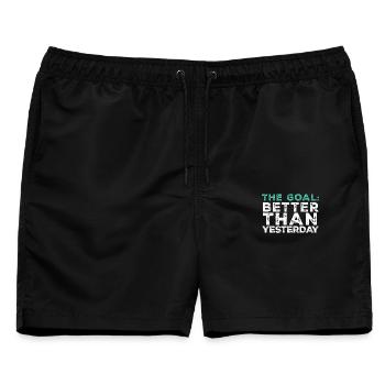 Das Ziel: Besser als gestern – Sportausrüstung - Männer Badeshorts - Schwarz - Vorne - AI Model Male 178 light (178cm)