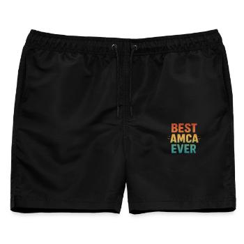 BEST AMCA EVER - Retro Vintage türk Onkle Spruch - Männer Badeshorts - Schwarz - Vorne - AI Model Male 178 light (178cm)