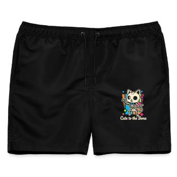 Katzen-Skelett Motiv Schnurrer - Männer Badeshorts - Schwarz - Vorne - AI Model Male 178 light (178cm)