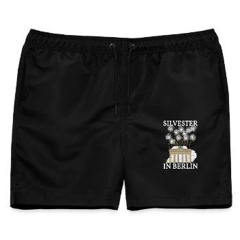 Silvester in Berlin - Männer Badeshorts - Schwarz - Vorne - AI Model Male 178 light (178cm)