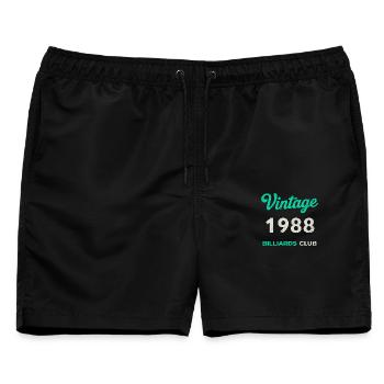 Vintage 1988 – Billiards Club Retro Geburtsjahr - Männer Badeshorts - Schwarz - Vorne - AI Model Male 178 light (178cm)