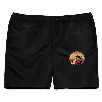 Taucher Retro Sonnenuntergang - Anker & Wrack - Männer Badeshorts - Schwarz - Vorne - AI Model Male 178 light (178cm)