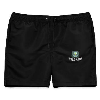 WALDKAUZ - Männer Badeshorts - Schwarz - Vorne - AI Model Male 178 light (178cm)