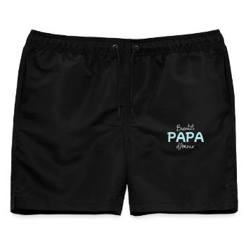 Bald Vater der Liebe schenkt zukünftigen Vater - Männer Badeshorts - Schwarz - Vorne - AI Model Male 178 light (178cm)