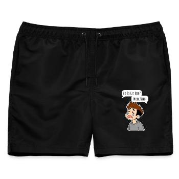 Wie wird man reich? Arbeite hart! - Männer Badeshorts - Schwarz - Vorne - AI Model Male 178 light (178cm)