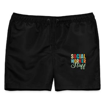 Social Worker Quote Stuff Social Work - Männer Badeshorts - Schwarz - Vorne - AI Model Male 178 light (178cm)