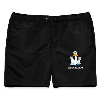 Ich bin heute nicht nett – Lustige Ente - Männer Badeshorts - Schwarz - Vorne - AI Model Male 178 light (178cm)