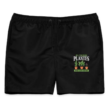  Je Choisis Plantes Pas Humains Lustiger - Männer Badeshorts - Schwarz - Vorne - AI Model Male 178 light (178cm)