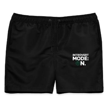 Introvert Mode ON – Lustiger Spruch - Männer Badeshorts - Schwarz - Vorne - AI Model Male 178 light (178cm)