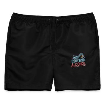 May Contain Alcohol Alkohol Mallorca Saufen JGA - Männer Badeshorts - Schwarz - Vorne - AI Model Male 178 light (178cm)