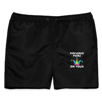 Faschingsprinz on Tour – Karneval Kostüm - Männer Badeshorts - Schwarz - Vorne - AI Model Male 178 light (178cm)