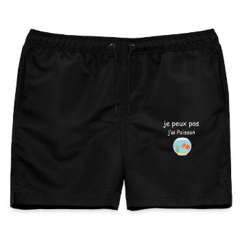 Ich kann keinen Fisch essen - Männer Badeshorts - Schwarz - Vorne - AI Model Male 178 light (178cm)