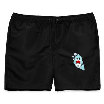 Delfin Rotwein - Männer Badeshorts - Schwarz - Vorne - AI Model Male 178 light (178cm)