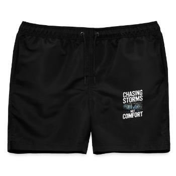  Chasing Storms Not Comfort Sturmjäger Tornado - Männer Badeshorts - Schwarz - Vorne - AI Model Male 178 light (178cm)