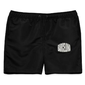 Barcelona Großschrift Logo - Männer Badeshorts - Schwarz - Vorne - AI Model Male 178 light (178cm)