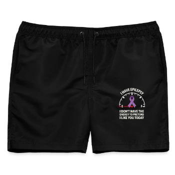 Epilepsie-Bewusstsein-Energie-Anzeigeband - Männer Badeshorts - Schwarz - Vorne - AI Model Male 178 light (178cm)