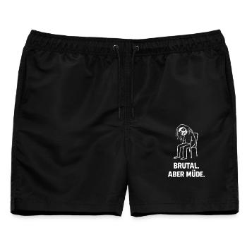 Brutal aber müde – Lustiges Metal Humor T-Shirt - Männer Badeshorts - Schwarz - Vorne - AI Model Male 178 light (178cm)
