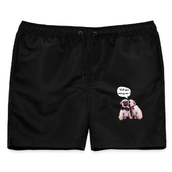 Willst du mich heiraten? - Männer Badeshorts - Schwarz - Vorne - AI Model Male 178 light (178cm)