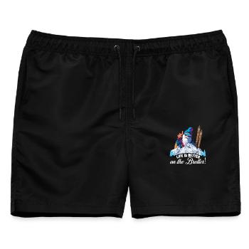 Ski, Skifahren, Life is better on the Bretter - Männer Badeshorts - Schwarz - Vorne - AI Model Male 178 light (178cm)