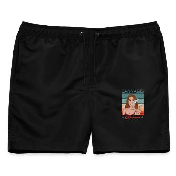 Cannabis Queen Outfit - Lustiges Hanf Geschenk - Männer Badeshorts - Schwarz - Vorne - AI Model Male 178 light (178cm)
