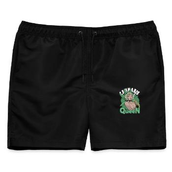 Cannabis Queen Outfit  - Männer Badeshorts - Schwarz - Vorne - AI Model Male 178 light (178cm)