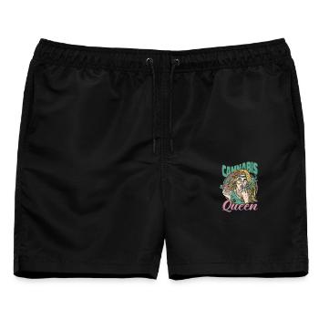 Cannabis Queen Outfit  - Männer Badeshorts - Schwarz - Vorne - AI Model Male 178 light (178cm)
