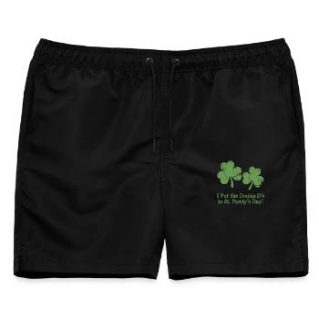 St. Patrick's Day Humor Double D Shamrocks - Männer Badeshorts - Schwarz - Vorne - AI Model Male 178 light (178cm)