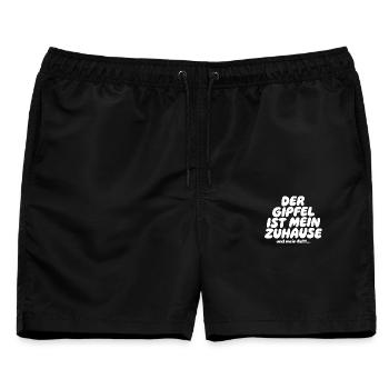 Der Gipfel ist mein Zuhause Spruch - Männer Badeshorts - Schwarz - Vorne - AI Model Male 178 light (178cm)