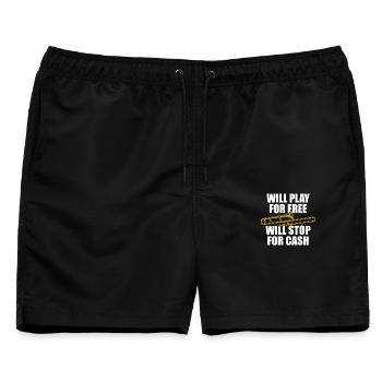 For free Posaune Posaunenspieler Posaunist - Männer Badeshorts - Schwarz - Vorne - AI Model Male 178 light (178cm)