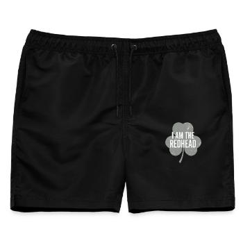 Ich bin der rothaarige Shamrock-Stolz - Männer Badeshorts - Schwarz - Vorne - AI Model Male 178 light (178cm)