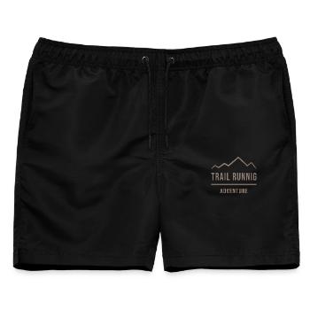 Trailrunning-Abenteuer - Männer Badeshorts - Schwarz - Vorne - AI Model Male 178 light (178cm)