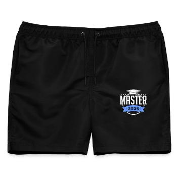 Master bestanden 2026 Promotion Sponsion - Männer Badeshorts - Schwarz - Vorne - AI Model Male 178 light (178cm)